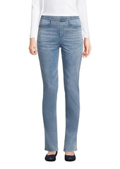 Lands' End Women's Starfish Mid Rise Knit Denim Straight Jeans - Light brook