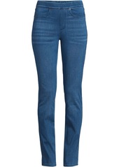 Lands' End Women's Starfish Mid Rise Knit Denim Straight Jeans - Light brook