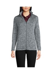 Lands' End Women's Sweater Fleece Jacket - Forest moss/olive heather