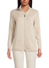 Lands' End Women's Sweater Fleece Jacket - Forest moss/olive heather