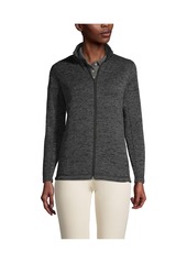 Lands' End Women's Sweater Fleece Jacket - Forest moss/olive heather