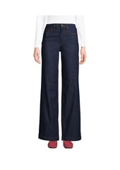 Lands' End Women's Tall Recover High Rise Wide Leg Blue Jeans - Beau blue