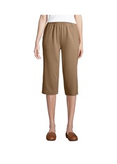 Lands' End Plus Size Sport Knit High Rise Elastic Waist Pull On Capri Pants - Sahara desert