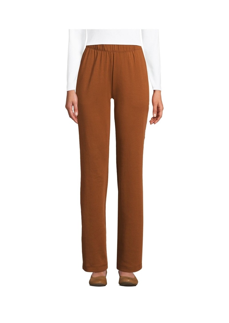 Lands' End Women's Tall Sport Knit High Rise Pants - Dark caramel