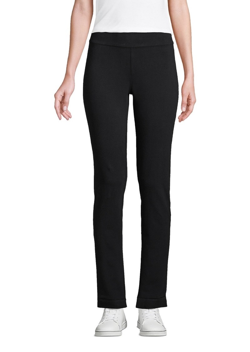 Lands' End Women's Tall Starfish Mid Rise Slim Leg Pants - Black