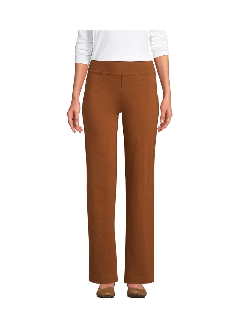 Lands' End Women's Tall Starfish Mid Rise Straight Leg Pants - Dark caramel