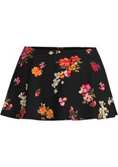 Lands' End Women's Targeted Control High Waisted Mini Swim Skirt Swim Bottoms - Black meadow floral