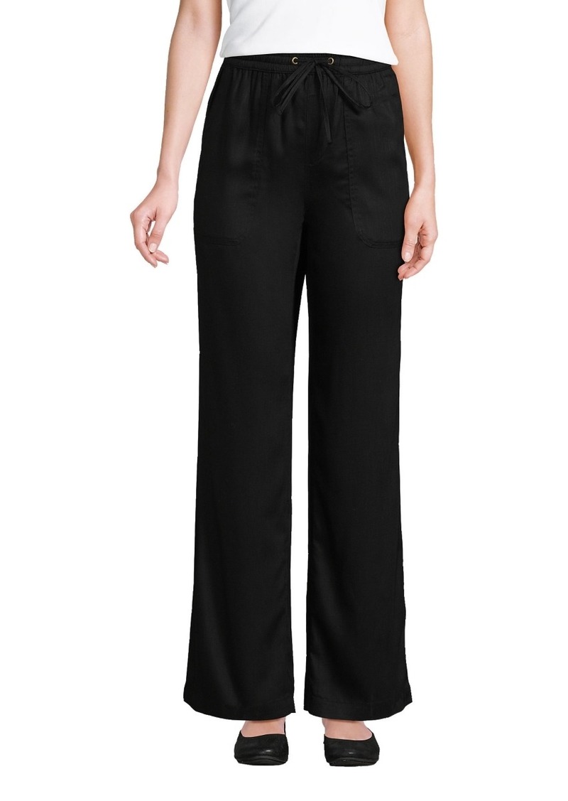 Lands' End Women's Tencel Fiber High Rise Wide Leg Pants - Black