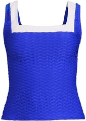 Lands' End Women's Texture Square Neck Tankini Swimsuit Top - Electric blue/white