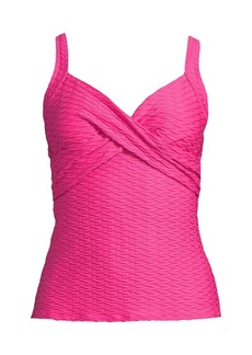 Lands' End Women's Texture Underwire Wrap Tankini Swimsuit Top - Prism pink