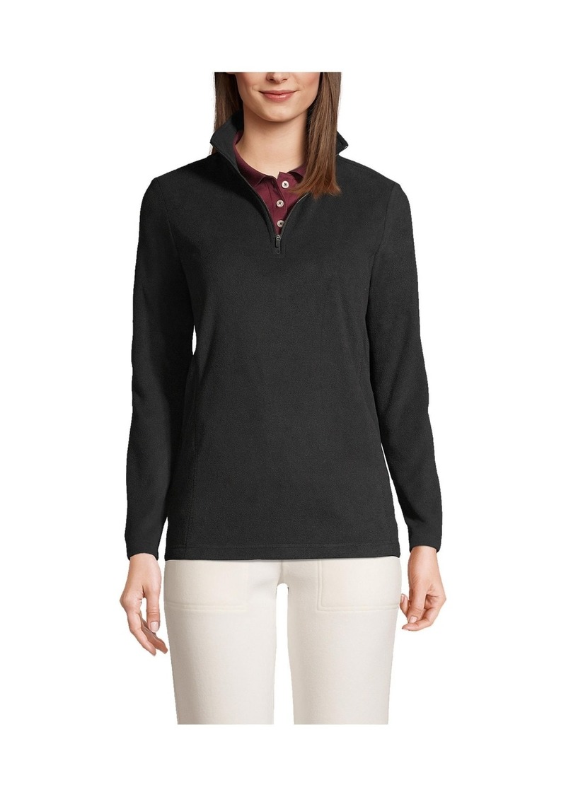 Lands' End Women's Thermacheck 100 Fleece Quarter Zip Pullover Top - Black