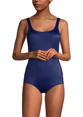 Lands' End Women's Tummy Control Chlorine Resistant Soft Cup Tugless Sporty One Piece Swimsuit - Deep sea navy