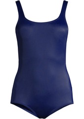 Lands' End Women's Tummy Control Chlorine Resistant Soft Cup Tugless Sporty One Piece Swimsuit - Deep sea navy