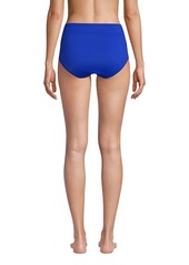 Lands' End Women's Tummy Control High Waisted Bikini Swim Bottoms - Deep sea navy