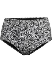 Lands' End Women's Tummy Control High Waisted Bikini Swim Bottoms Print - Black havana floral