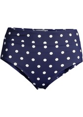 Lands' End Women's Tummy Control High Waisted Bikini Swim Bottoms Print - Deep sea polka dot