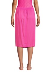 Lands' End Women's Twist Front Knee Length Swim Cover-up Skirt - Blackberry