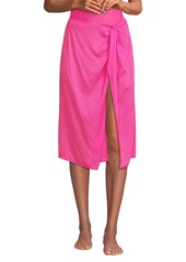 Lands' End Women's Twist Front Knee Length Swim Cover-up Skirt - Blackberry