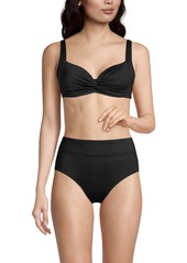 Lands' End Women's Twist Front Underwire Bikini Swimsuit Top Adjustable Straps - Black