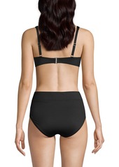 Lands' End Women's Twist Front Underwire Bikini Swimsuit Top Adjustable Straps - Black