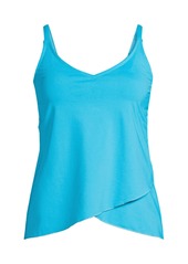 Lands' End Women's V-Neck Tulip Hem Tankini Swimsuit Top - Sweet mango