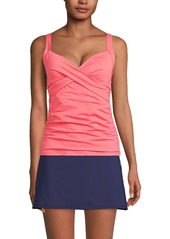 Lands' End Women's D-Cup V-Neck Wrap Underwire Tankini Swimsuit Top - Blackberry