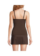 Lands' End Women's D-Cup V-Neck Wrap Underwire Tankini Swimsuit Top - Blackberry