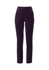 Lands' End Women's Velvet High Rise Pin tuck Pencil Ankle Pants - Deep balsam