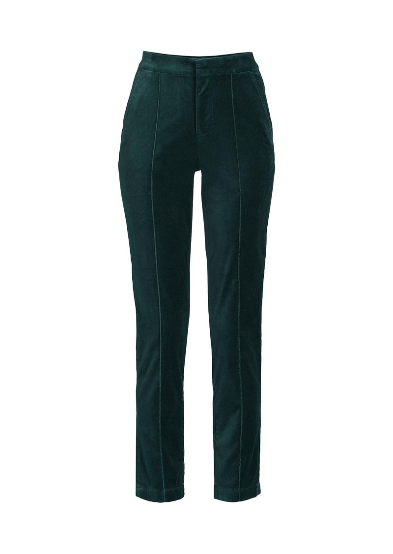 Lands' End Women's Velvet High Rise Pin tuck Pencil Ankle Pants - Deep balsam