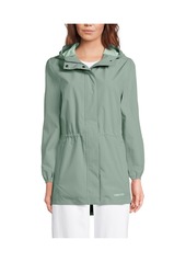 Lands' End Women's Waterproof Hooded Packable Raincoat - Lily pad green