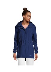 Lands' End Women's Waterproof Hooded Packable Raincoat - Lily pad green