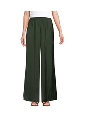 Lands' End Women's Wide Leg Fluid Palazzo Pants - Fresh evergreen