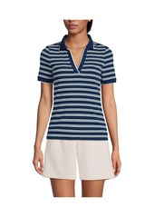 Lands' End Women's Wide Rib Polo Shirt - Black