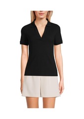 Lands' End Women's Wide Rib Polo Shirt - Black