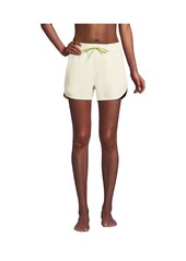 "Lands' End Women's Woven Packable 3"" Dolphin Hem Swim Cover-up Shorts - Egret white"