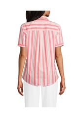 Lands' End Women's Wrinkle Free No Iron Short Sleeve Shirt - White