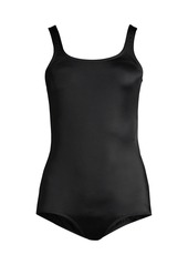 Lands' End Women's Long Chlorine Resistant Soft Cup Tugless Sporty One Piece Swimsuit - Blackberry