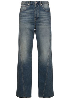 Lanvin 23.5cm Loose Twisted Cotton Denim Jeans