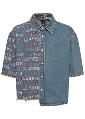 Lanvin Asymmetric Denim Short Sleeve Shirt