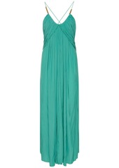 Lanvin Cross-back Strap Charmeuse Long Dress