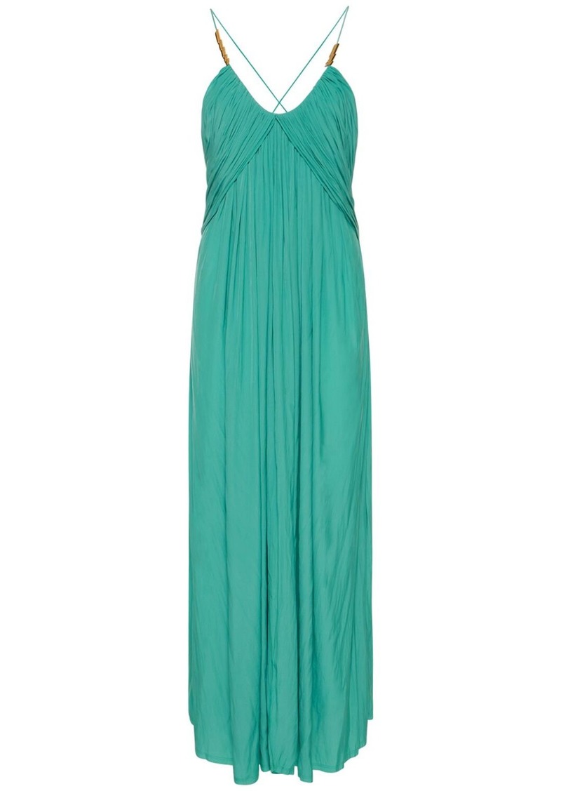 Lanvin Cross-back Strap Charmeuse Long Dress