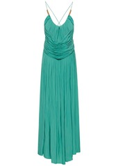 Lanvin Cross-back Strap Charmeuse Long Dress