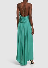 Lanvin Cross-back Strap Charmeuse Long Dress