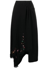 Lanvin crystal-embellished wrap skirt