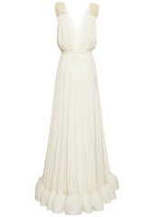 Lanvin Draped Gown W/ Embellished Straps