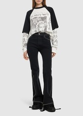 Lanvin Embroidered Studs Flared Denim Pants