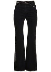 Lanvin Embroidered Studs Flared Denim Pants