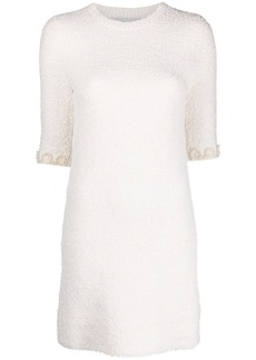 Lanvin floral-embroidered knitted tweed dress