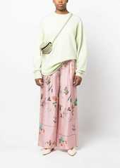 Lanvin foliage-print silk palazzo trousers