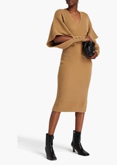 Lanvin - Cutout embellished ribbed wool and cashmere-blend midi dress - Brown - M